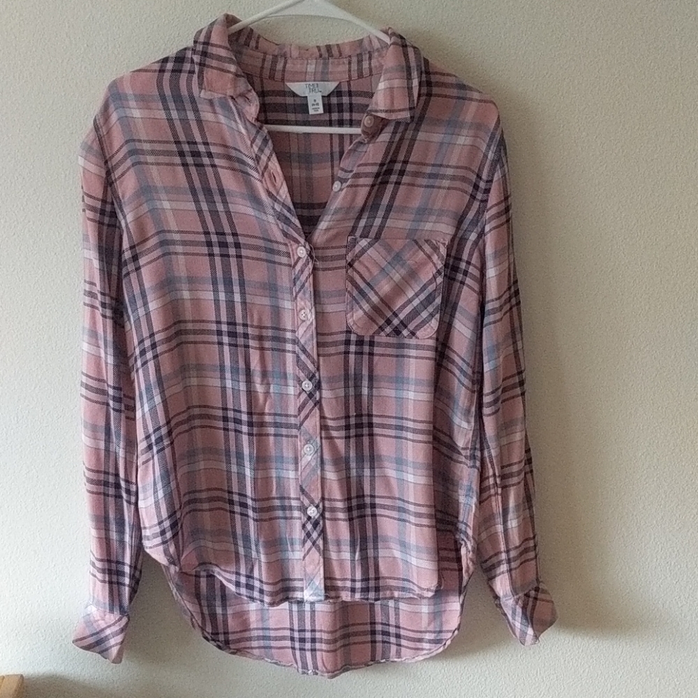 Pink Time and Try button down flannel
